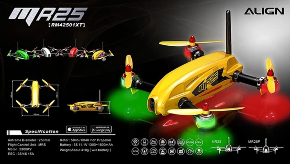HELICOPTERO ALIGN T-REX MR25 QUADCOPTER RACING RM42501XET