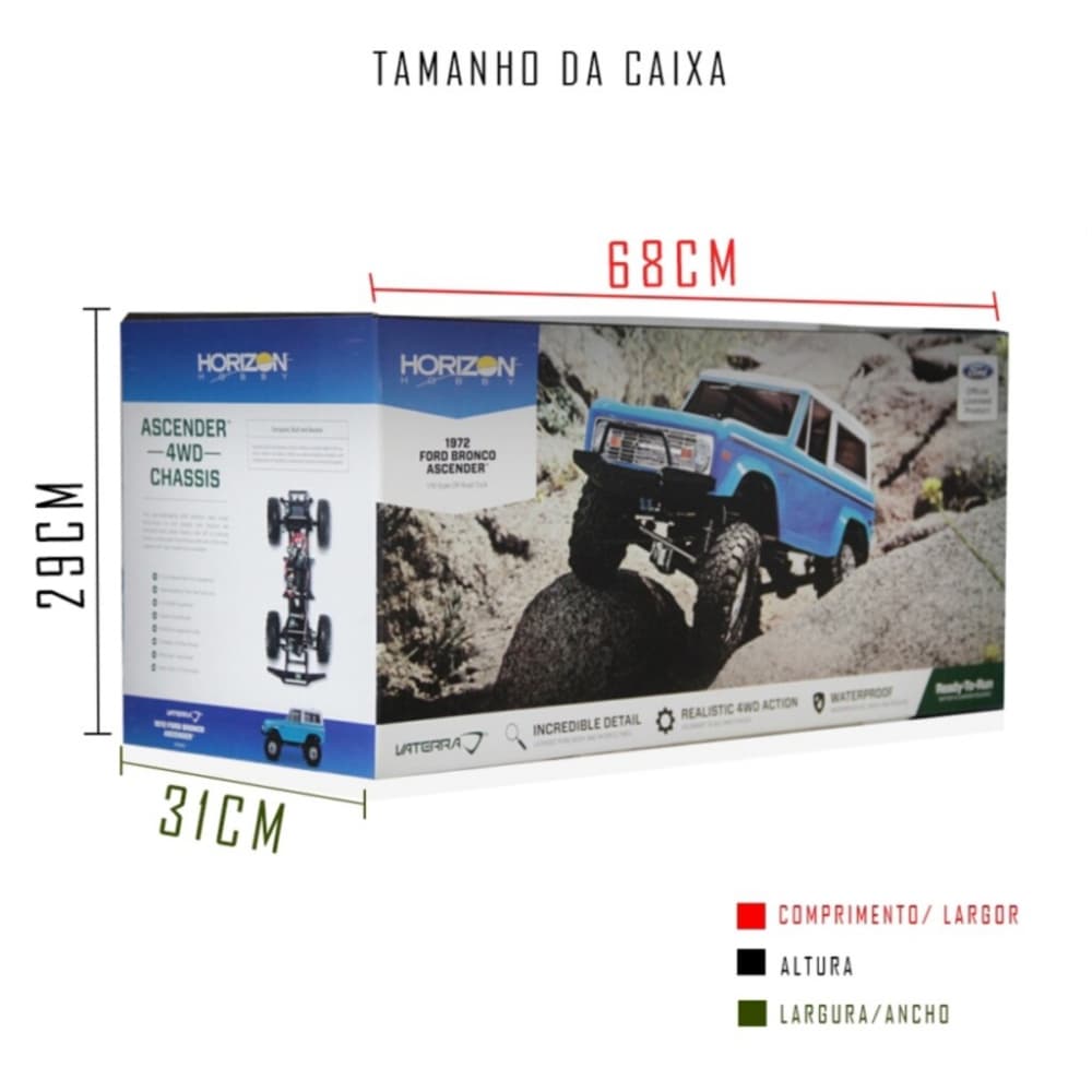 CARRO VATERRA 1/10 FORD BRONCO 4X4 ASCENDER BRUSHED VTR03031