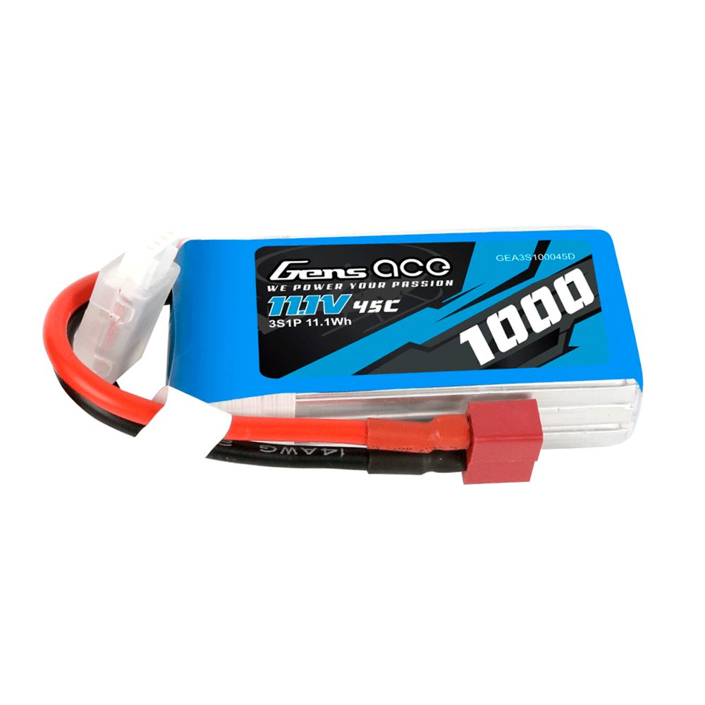 GENS ACE 11.1V 1000MAH 45C 3S DEANS PLUG GEA3S100045D