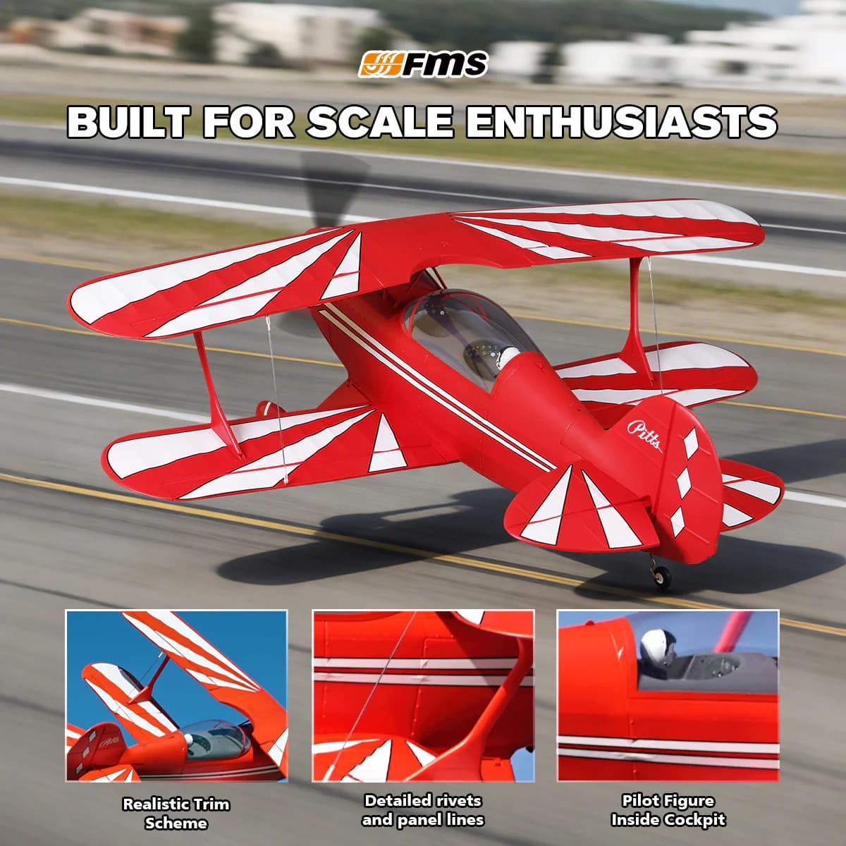AVIAO FMS PITTS 1400MM V2 PNP FMS126P