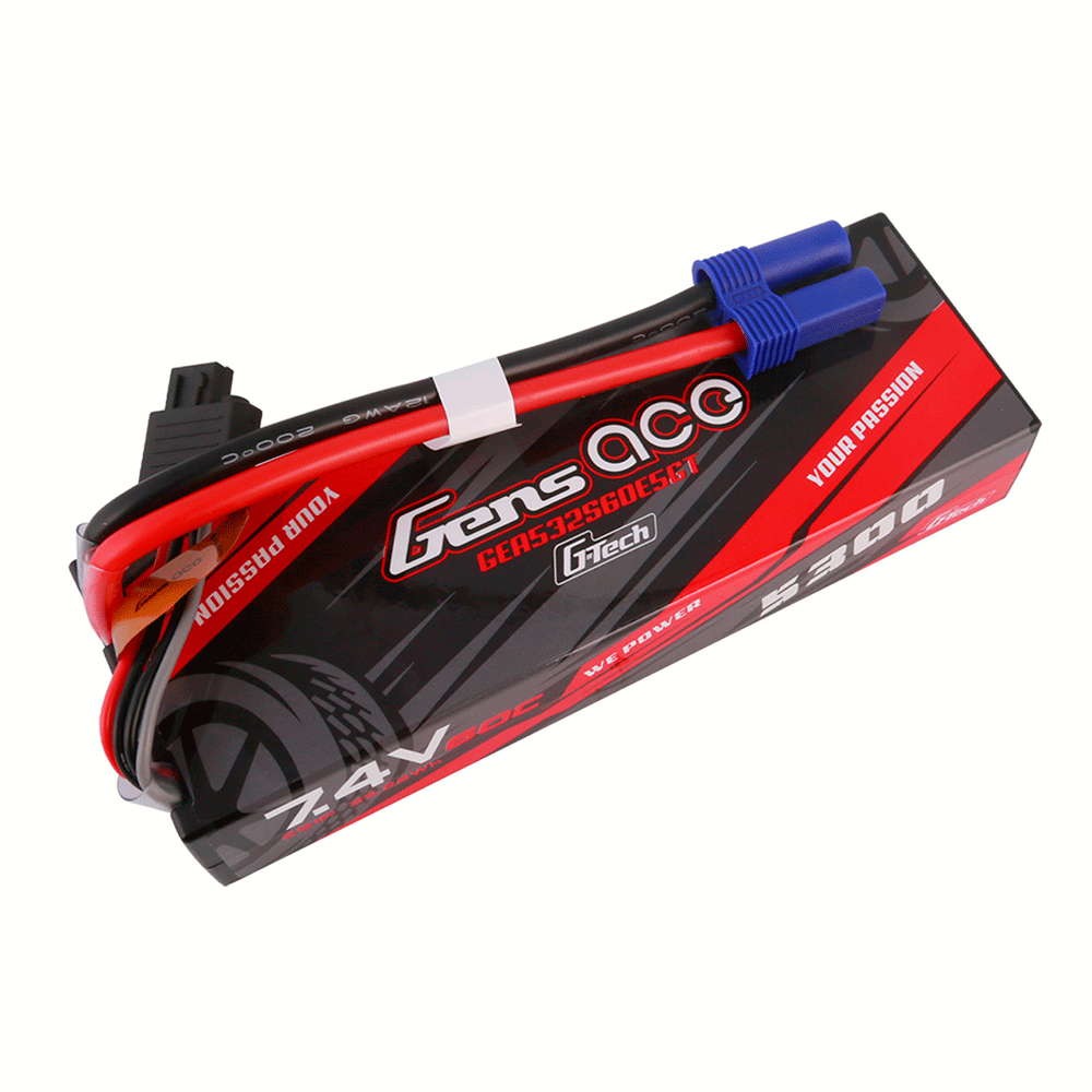 GENS ACE 7.4V 5300MAH 60C 2S G-TECH HARDCASE 24# EC5 PLUG (RC CAR) GEA532S60E5GT