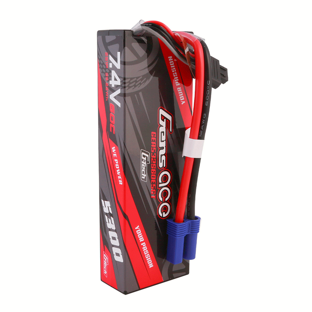GENS ACE 7.4V 5300MAH 60C 2S G-TECH HARDCASE 24# EC5 PLUG (RC CAR) GEA532S60E5GT