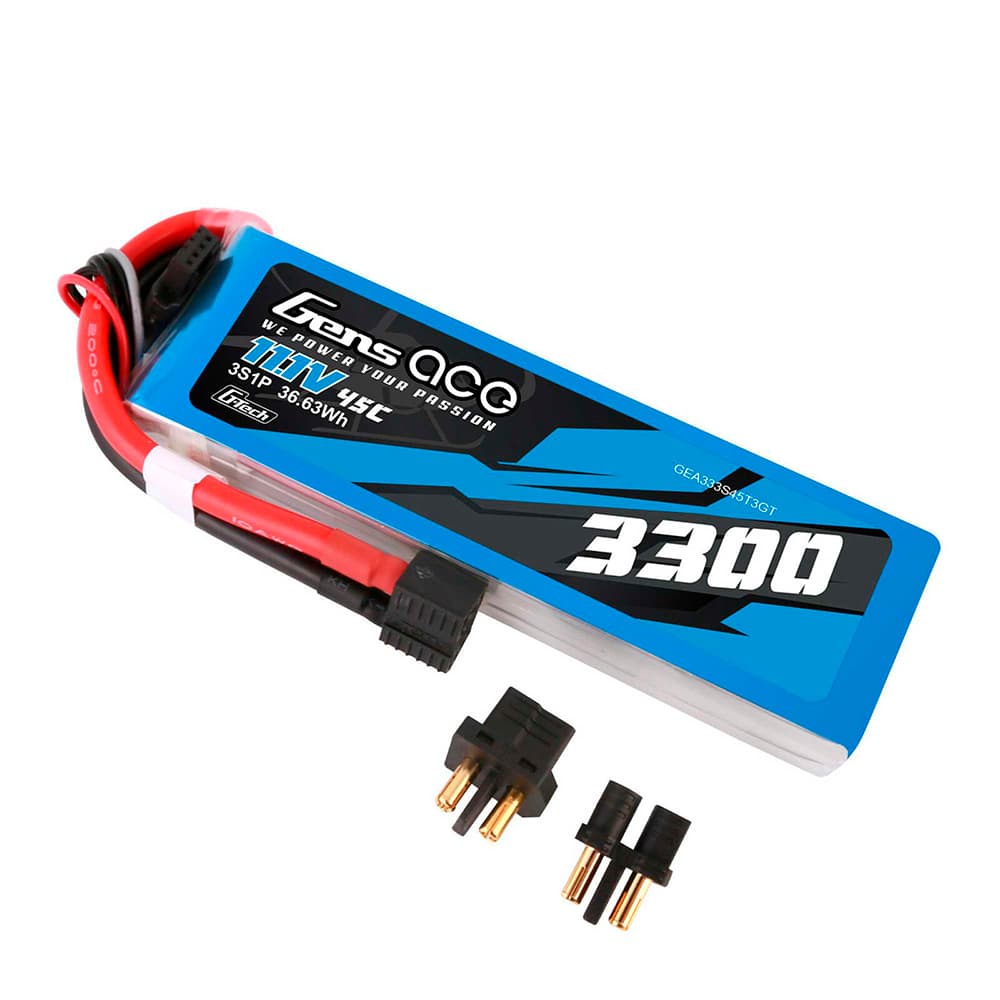 GENS ACE 11.1V 3300MAH 45C 3S G-TECH XT60 PLUG EC3/DEANS ADAPTER