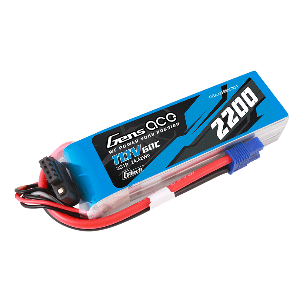 GENS ACE 11.1V 2200MAH 60C 3S G-TECH LIPO EC3 PLUG GEA223S60E3GT