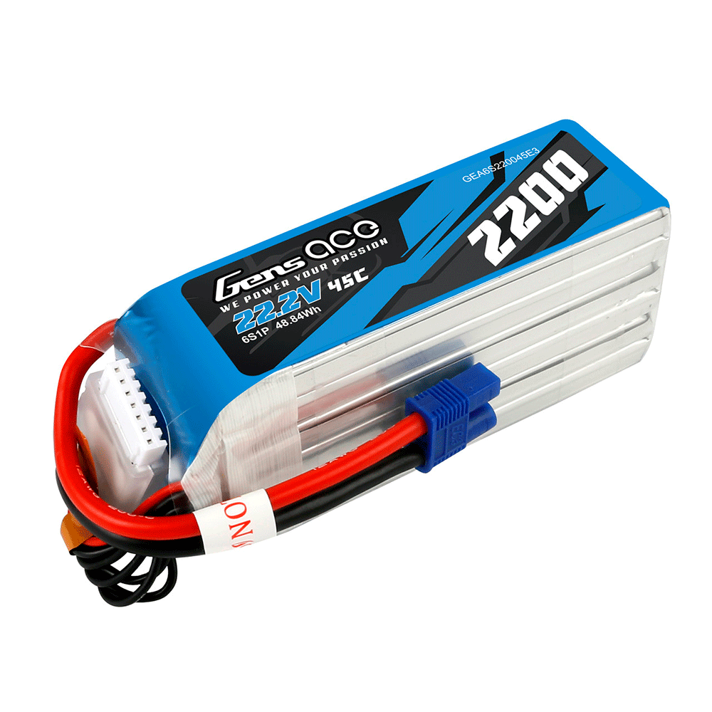 GENS ACE 22.2V 2200MAH 45C 6S LIPO EC3 PLUG GEA6S220045E3