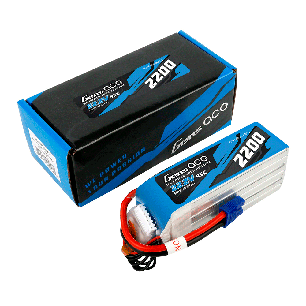 GENS ACE 22.2V 2200MAH 45C 6S LIPO EC3 PLUG GEA6S220045E3