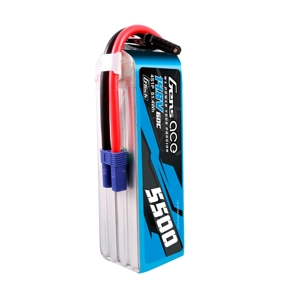 GENS ACE 14.8V 5500MAH 60C 4S G-TECH LIPO EC5 PLUG GEA554S60E5GT
