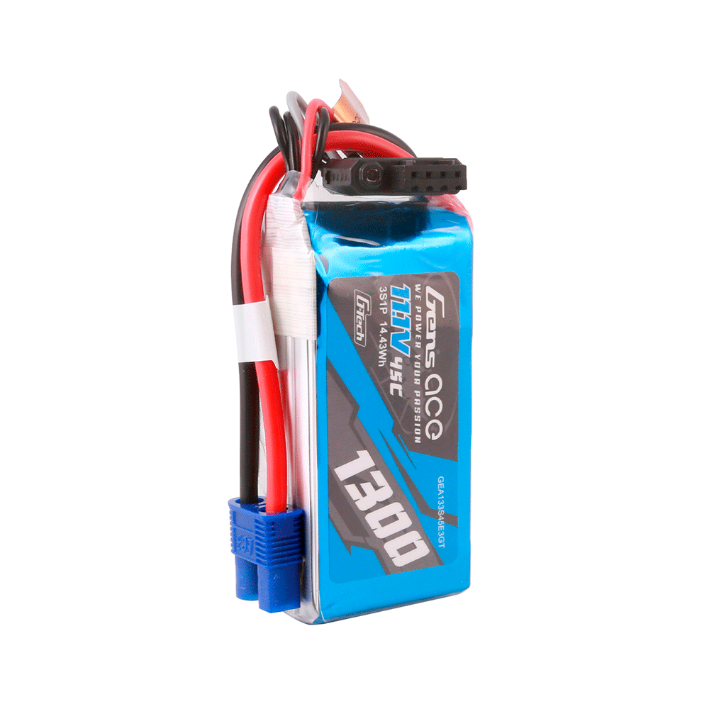 GENS ACE 11.1V 1300MAH 45C 3S G-TECH LIPO EC3 PLUG GEA3S100045D