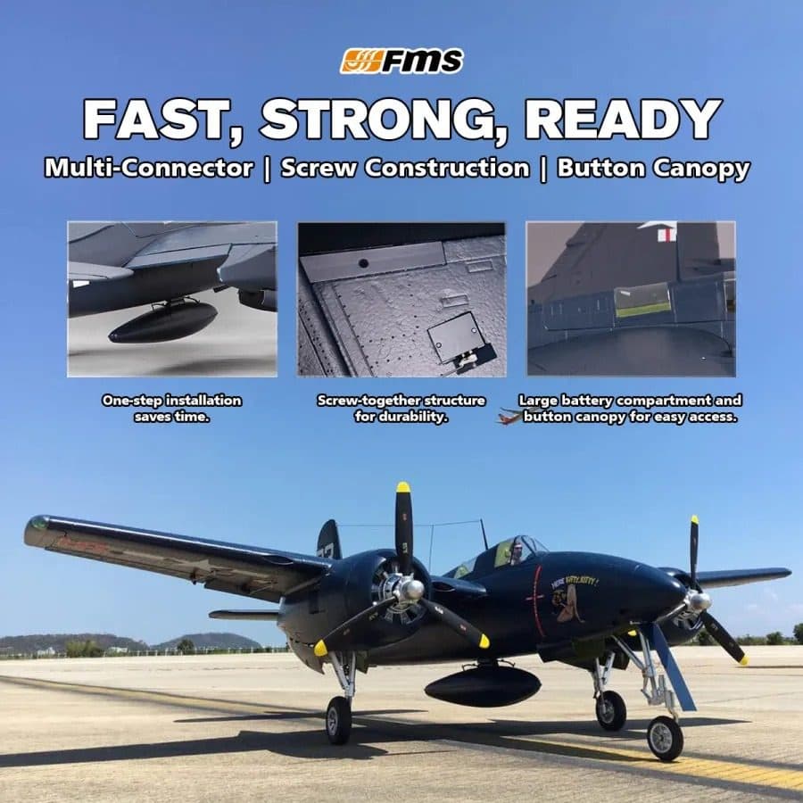 AVIAO FMS F7F TIGERCAT 1700MM PNP BLUE FMS098PBU