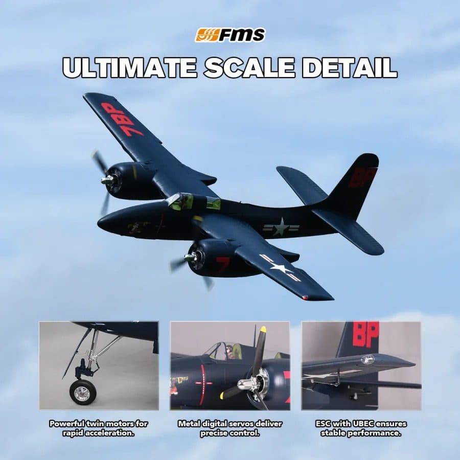 AVIAO FMS F7F TIGERCAT 1700MM PNP BLUE FMS098PBU