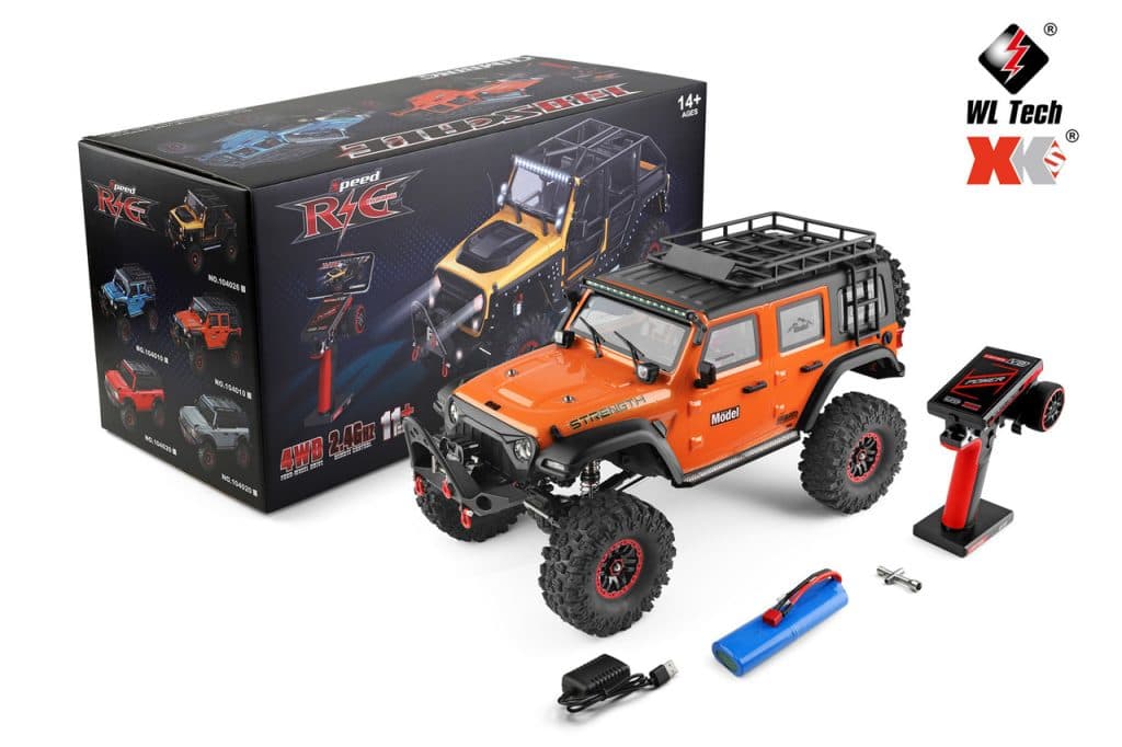 CARRO WLTOYS 1/10 JEEP STRENGTH CLIMBING 11KM 4WD METAL LARANJA 104010