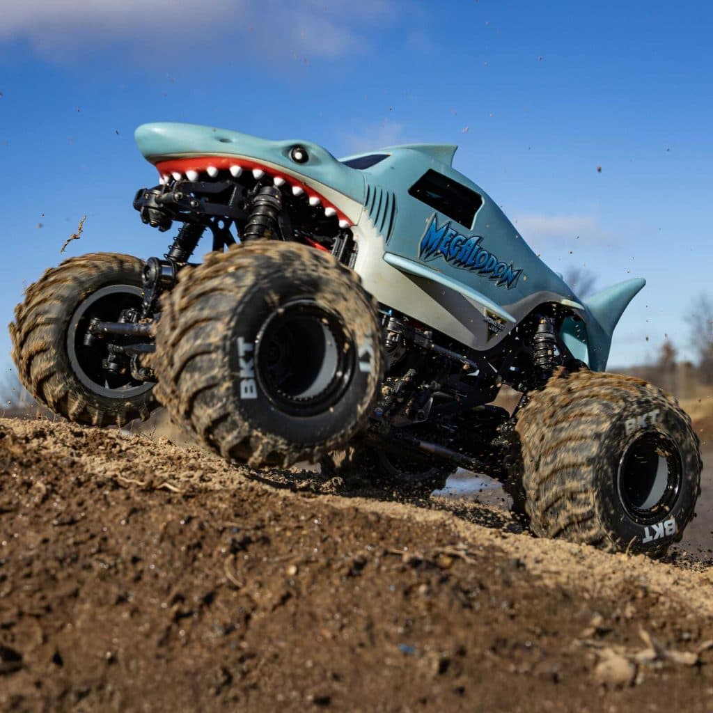 CARRO LOSI 1/18 MINI LMT MEGALODON 2S 4WD RTR MONSTER BLUE