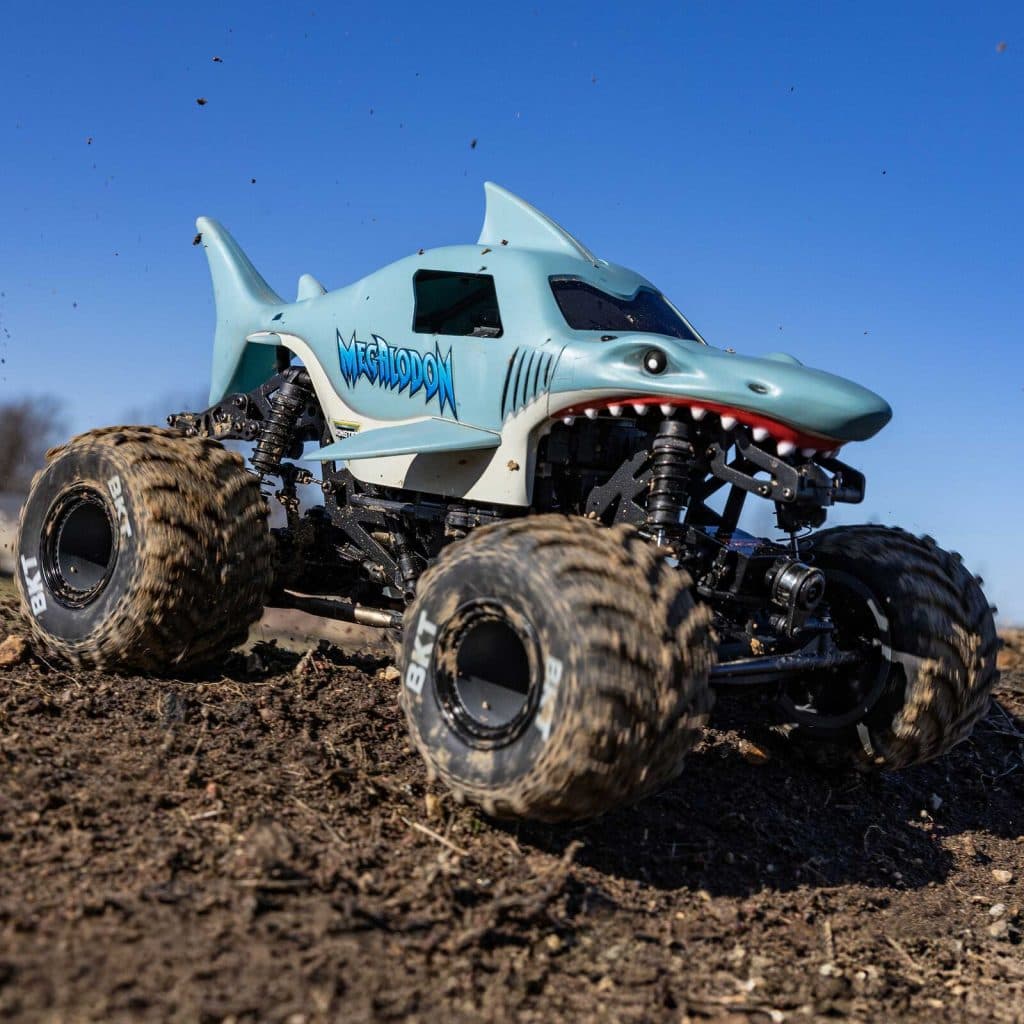 CARRO LOSI 1/18 MINI LMT MEGALODON 2S 4WD RTR MONSTER BLUE