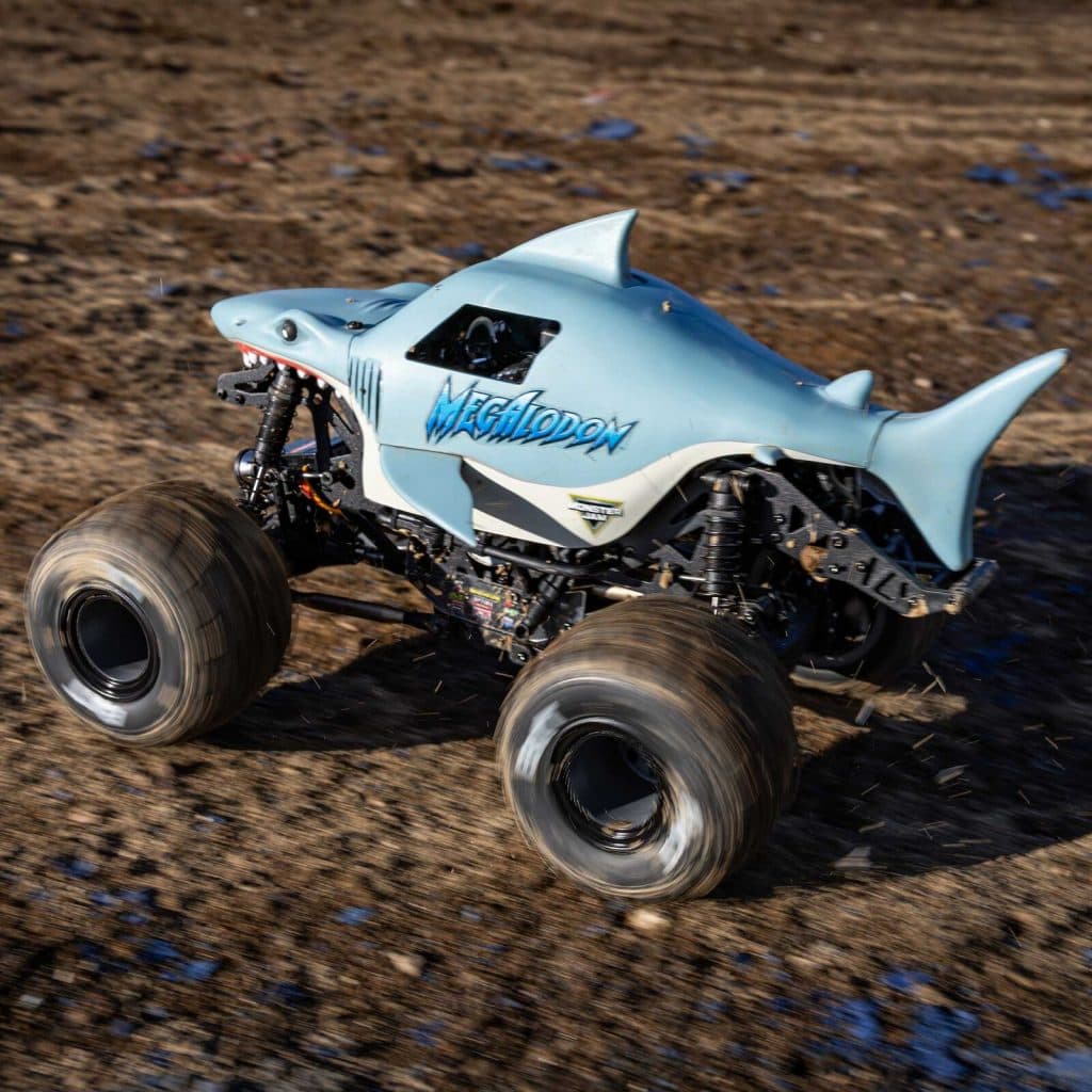 CARRO LOSI 1/18 MINI LMT MEGALODON 2S 4WD RTR MONSTER BLUE