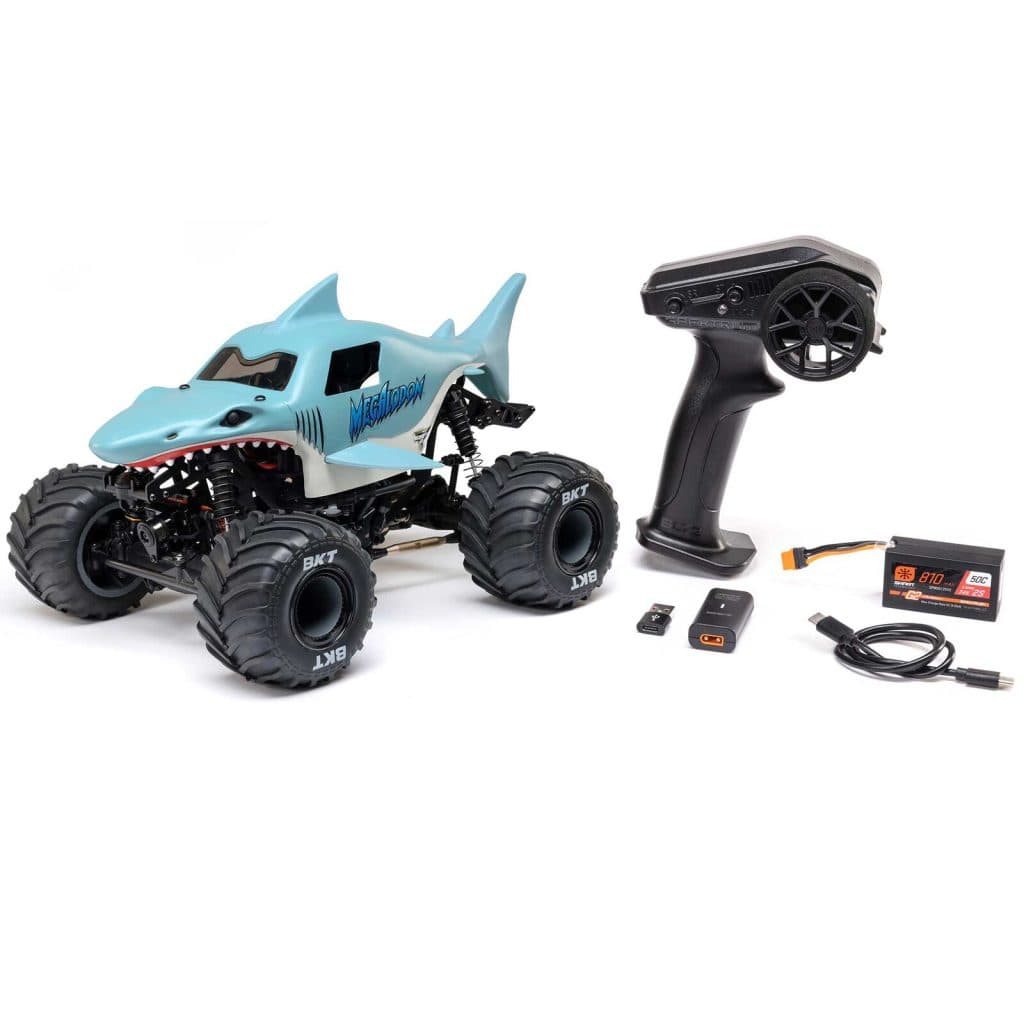 CARRO LOSI 1/18 MINI LMT MEGALODON 2S 4WD RTR MONSTER BLUE