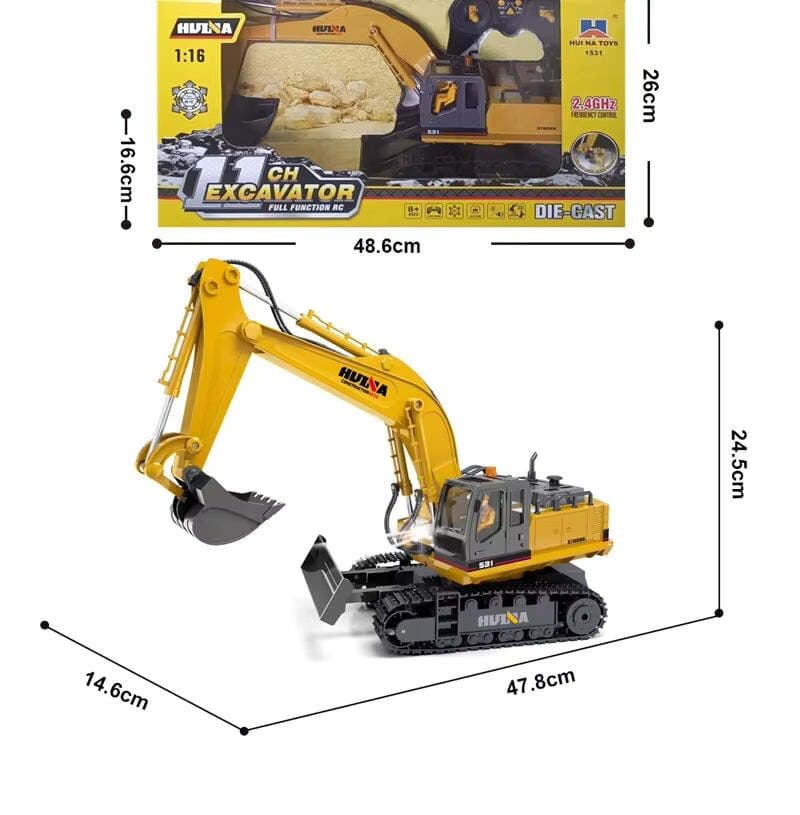 ESCAVADEIRA HUINA 1/16 con ESTEIRA 2IN1 BULLDOZER 11CH 1531