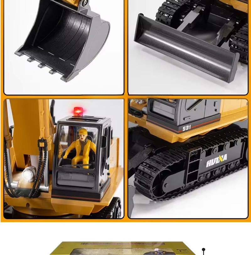 ESCAVADEIRA HUINA 1/16 con ESTEIRA 2IN1 BULLDOZER 11CH 1531