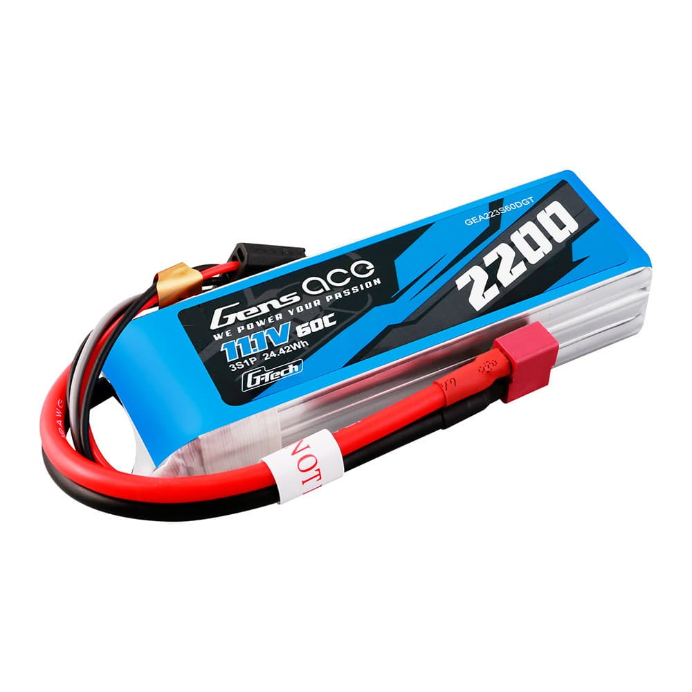 GENS ACE 11.1V 2200MAH 60C 3S G-TECH LIPO DEANS PLUG GEA223S60DGT