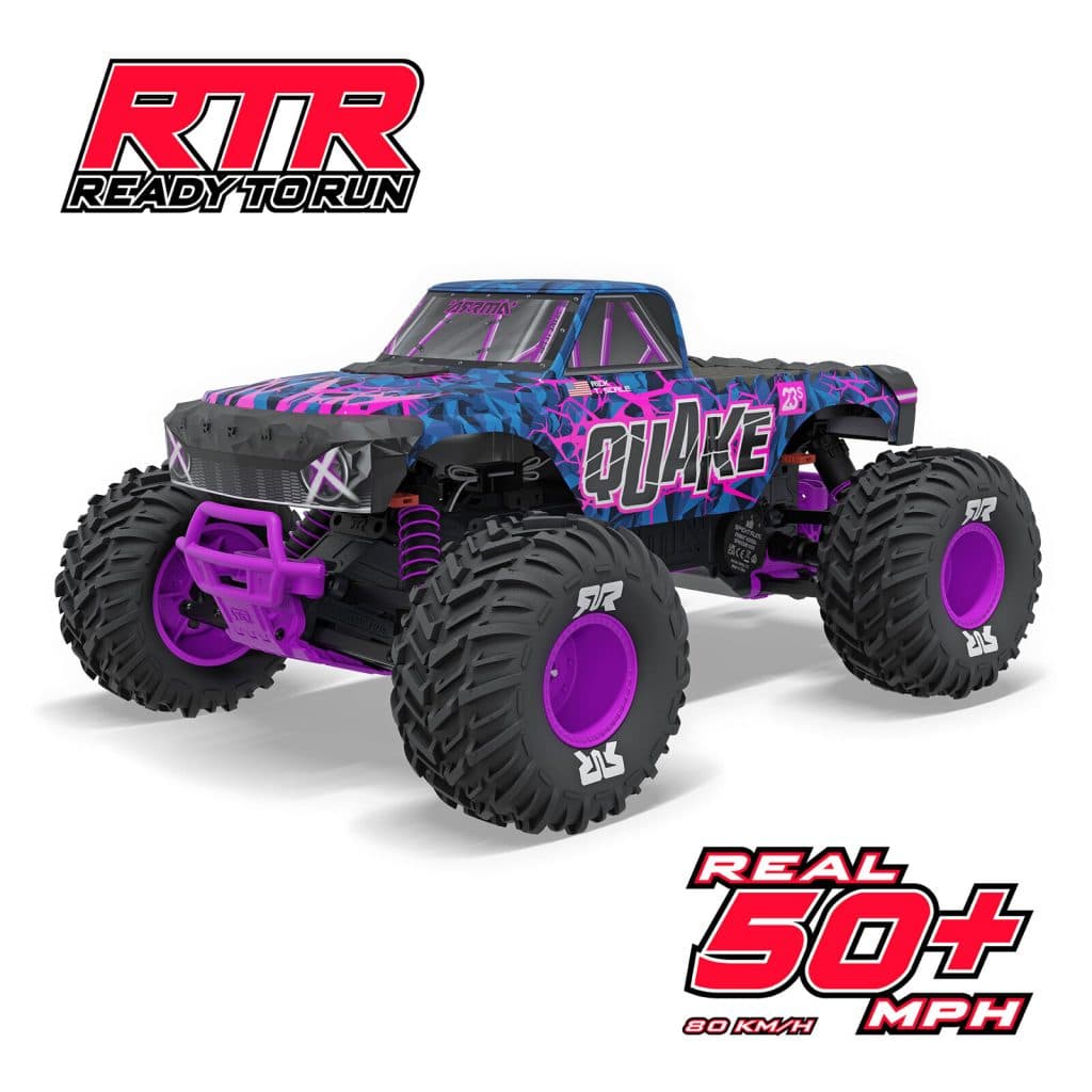 CARRO ARRMA 1/10 QUAKE 223S 2WD BLX MONSTER TRUCK PURPLE ARA3537T3