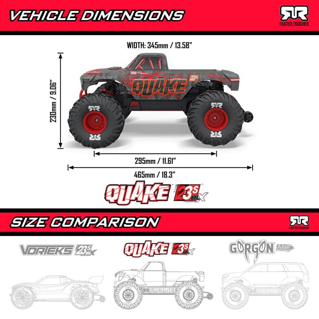 CARRO ARRMA 1/10 QUAKE 223S 2WD BLX MONSTER TRUCK PURPLE ARA3537T3