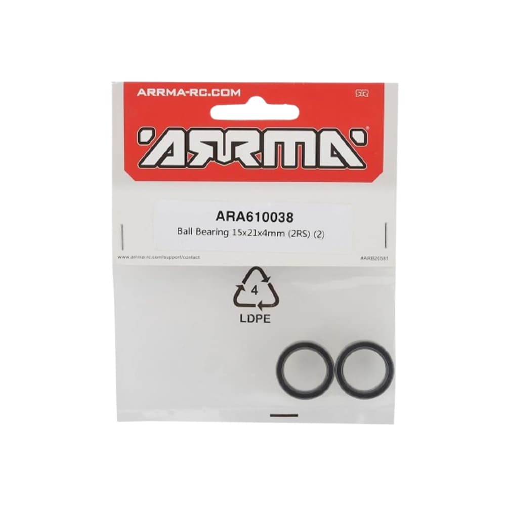 ARRMA ACC BALL BEARING 15X21X4MM (2RS) (2) ARA610038