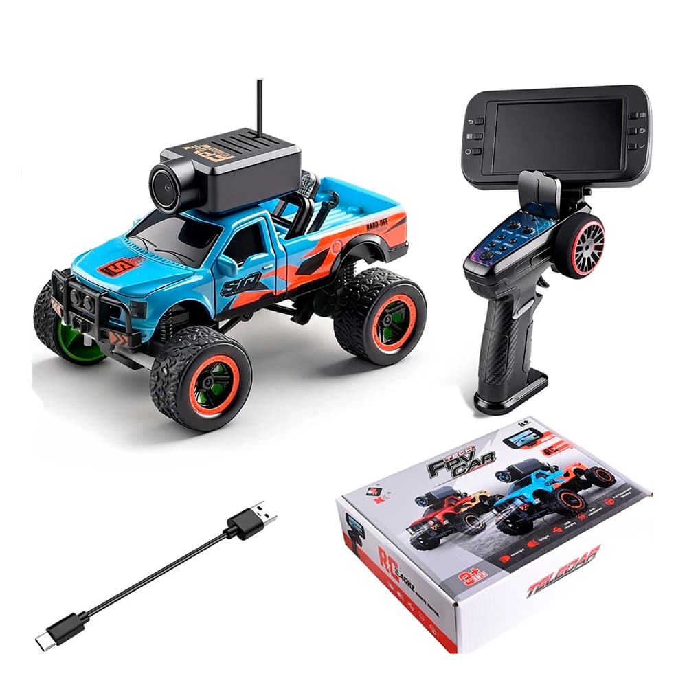 CARRO WLTOYS 1/64 FPV MINI Cámara MONSTER TXS W/DISPLAY BLUE 6407