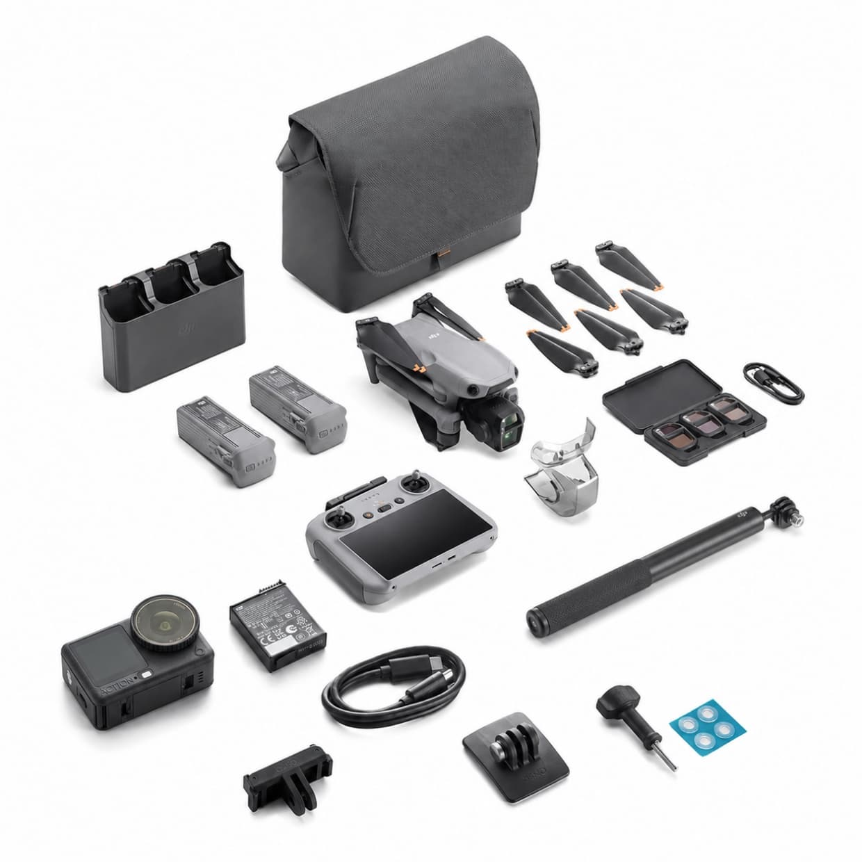 COMBO DRONE DJI AIR 3S FLY MORE COMBO (DJI RC 2) + OSMO ACTION 6 STAND