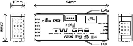 Receptor FRSKY 8CH TW SR8 TWIN 2.4G