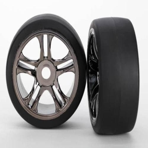 RODA TRAXXAS REAR BLK CHRM SLICK (XO-1) 6477
