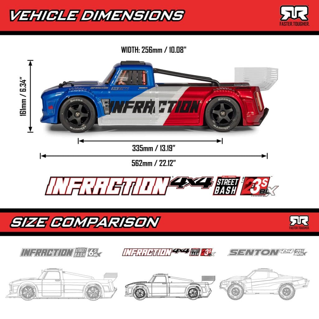 CARRO ARRMA 1/8 INFRACTION 223S 4WD BLX Azul ARA4315V4T1