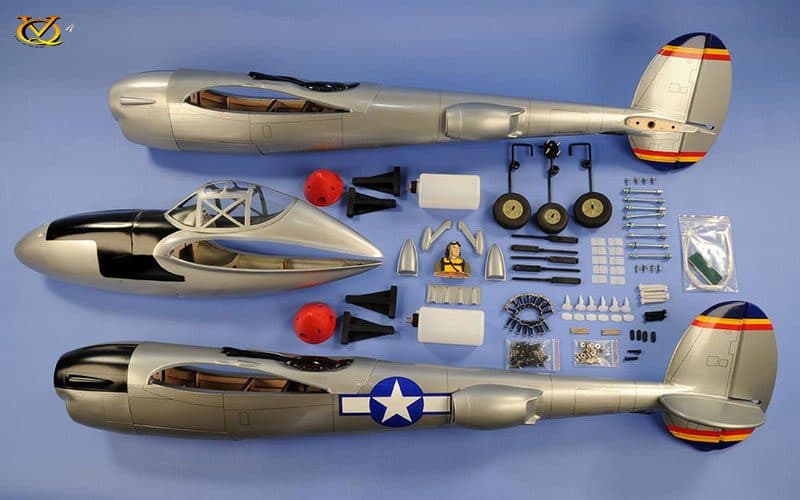 AVIÃO VQ P-38 TWIN LIGHTNING 2M 46-52 EP-GP SILVER VQA024