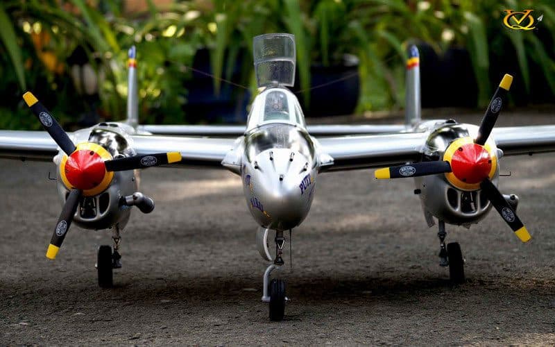 AVIÃO VQ P-38 TWIN LIGHTNING 2M 46-52 EP-GP SILVER VQA024