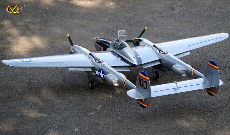 AVIÃO VQ P-38 TWIN LIGHTNING 2M 46-52 EP-GP SILVER VQA024