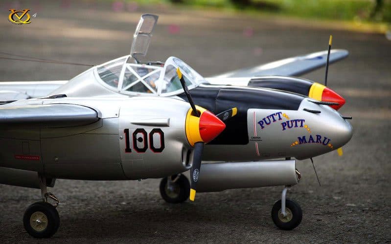 AVIÃO VQ P-38 TWIN LIGHTNING 2M 46-52 EP-GP SILVER VQA024