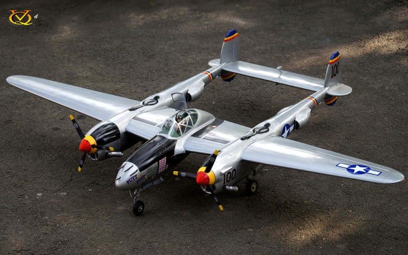 AVIÃO VQ P-38 TWIN LIGHTNING 2M 46-52 EP-GP SILVER VQA024