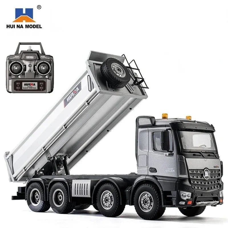 CAMINHAO HUINA 1/14 RC DUMP TRUCK BASCULANTE 12CH SILVER 1536 PRO