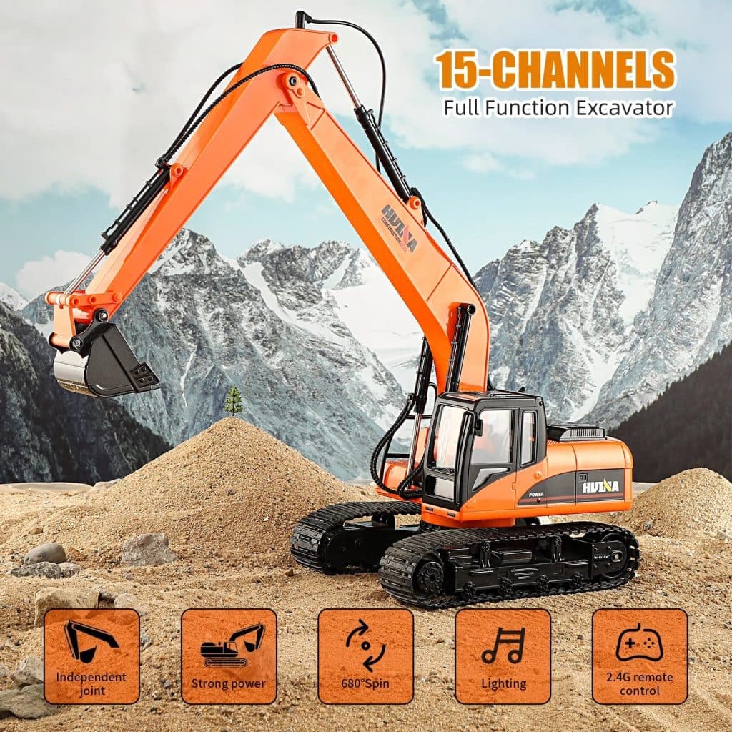 ESCAVADEIRA HUINA 1/14 con ESTEIRA 15CH LONG BOOM 1551