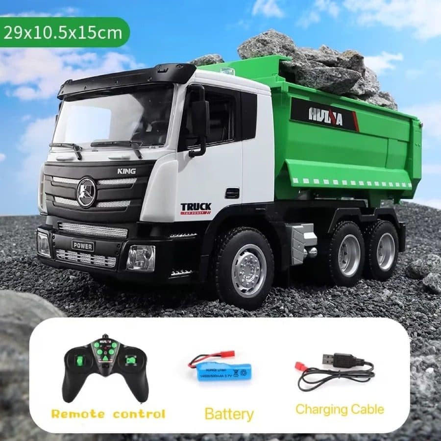 CAMINHAO HUINA 1/18 BASCULANTE DUMP TRUCK 9CH GREEN 1556