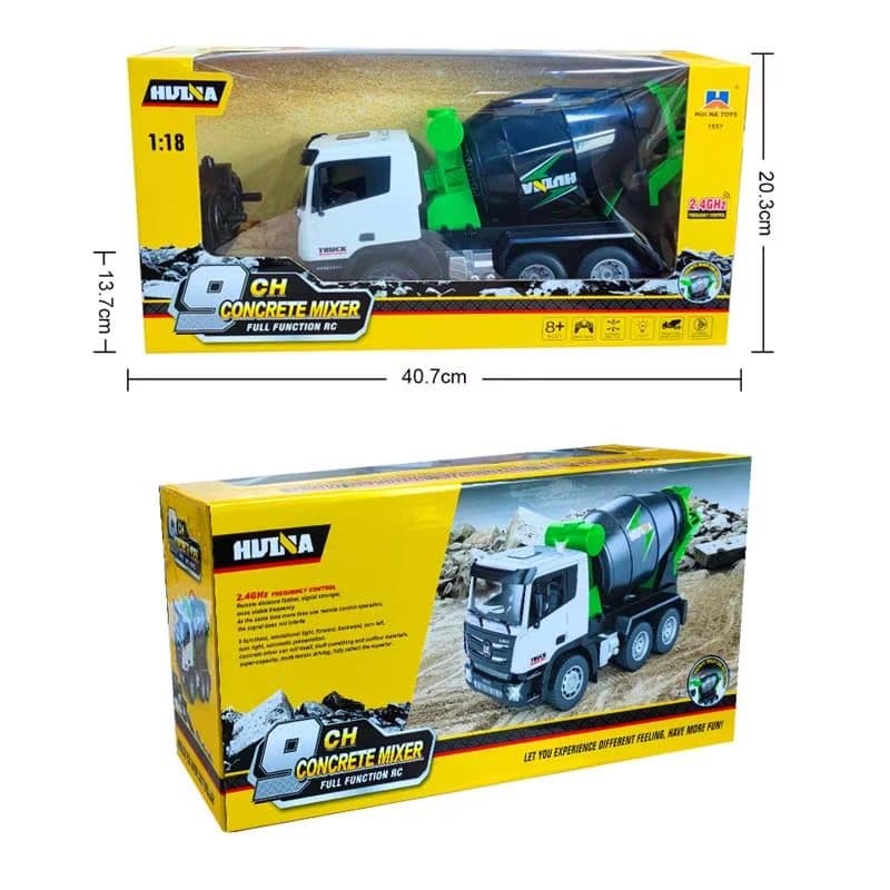 CAMINHAO HUINA 1/18 CONCRETO MIXER TRUCK 9CH 1557