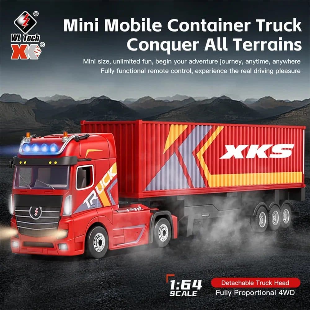 CAMINHAO WLTOYS 1/64 SCANIA W/TRAILER RED 6408