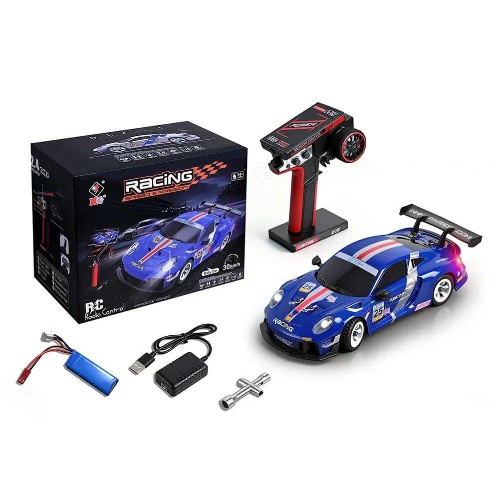 CARRO WLTOYS 1/28 DRIFT RACING 30KM W/LEDS 4WD BLUE 284019-A
