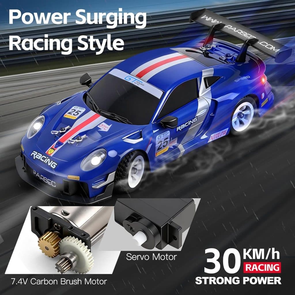 CARRO WLTOYS 1/28 DRIFT RACING 30KM W/LEDS 4WD BLUE 284019-A