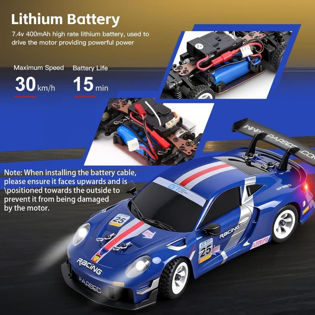 CARRO WLTOYS 1/28 DRIFT RACING 30KM W/LEDS 4WD BLUE 284019-A