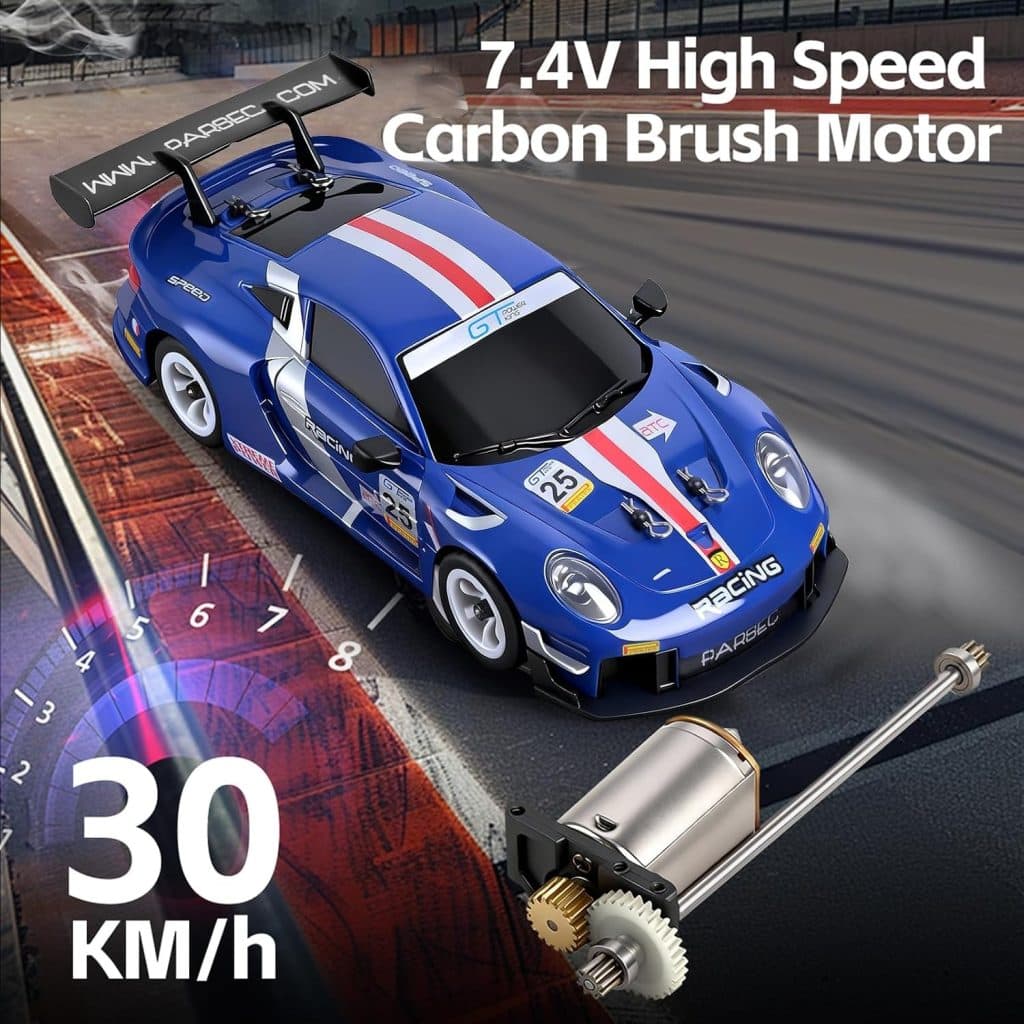CARRO WLTOYS 1/28 DRIFT RACING 30KM W/LEDS 4WD BLUE 284019-A