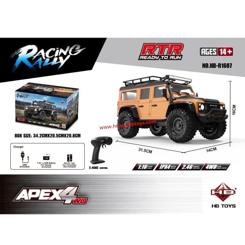 CARRO HB TOYS 1/16 JEEP DEFENDER 10KM 4WD YELLOW HB-R1607