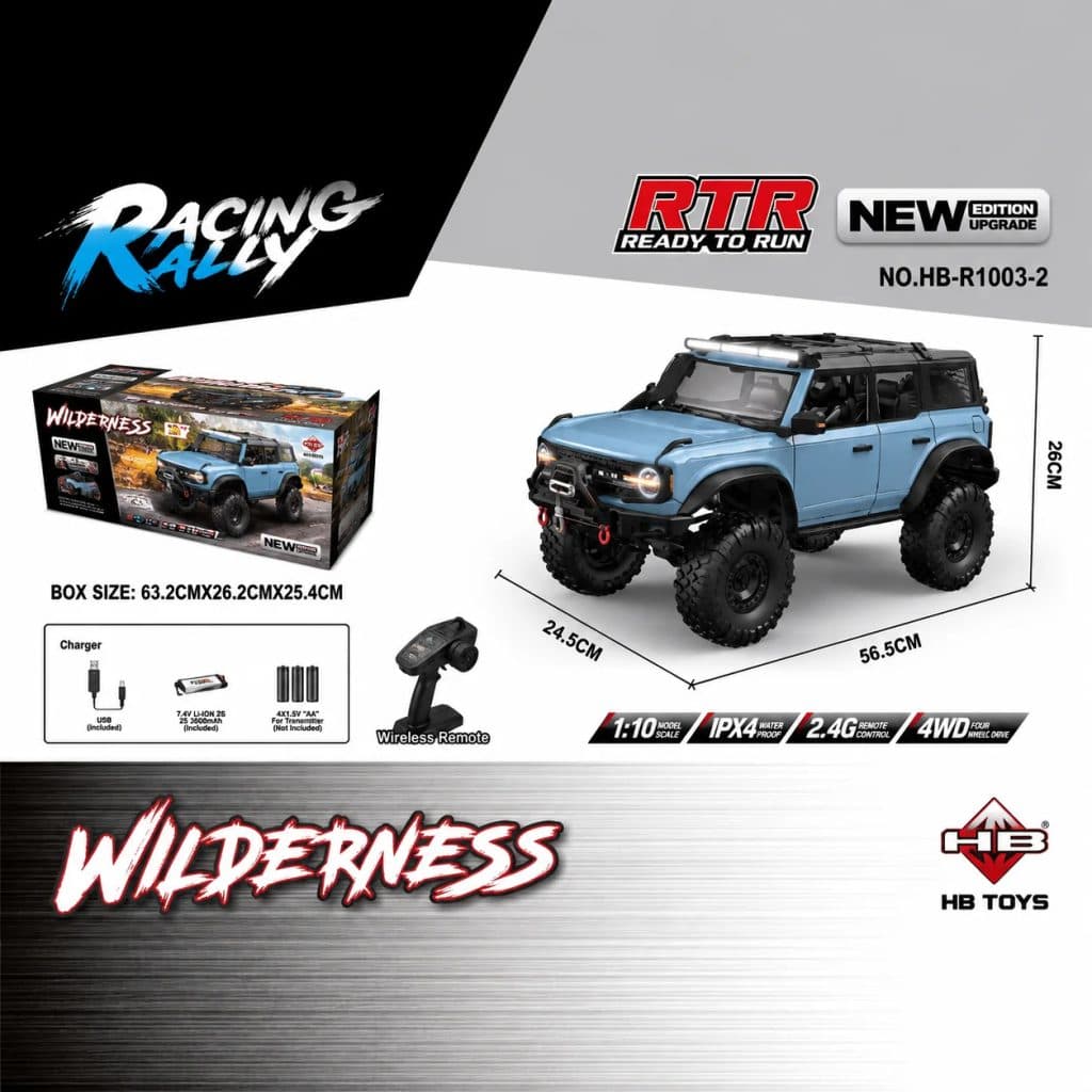 CARRO HB TOYS 1/10 JEEP BELUGA BRONCO 18KM 4WD BLUE HB-R1003-2