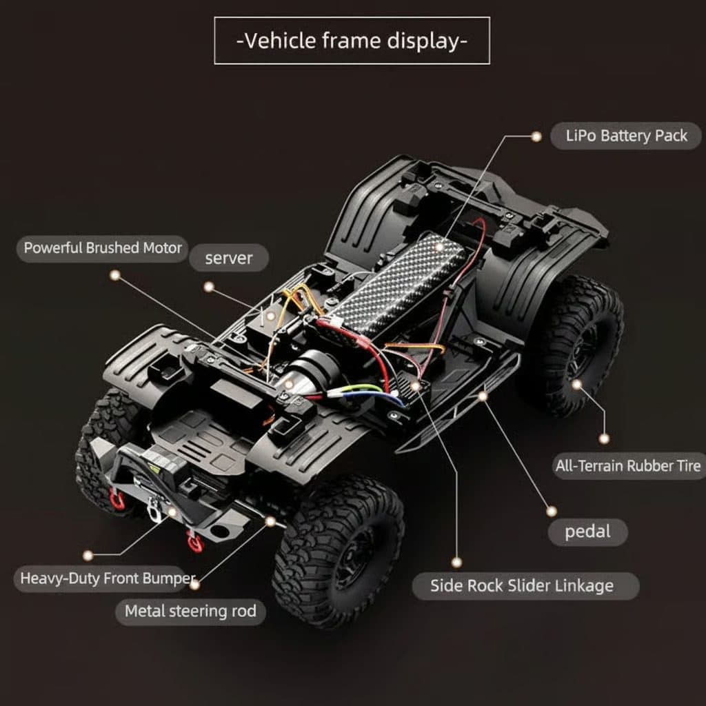 CARRO HB TOYS 1/10 JEEP RUBICON 18KM 4WD BLACK HB-R1016-2