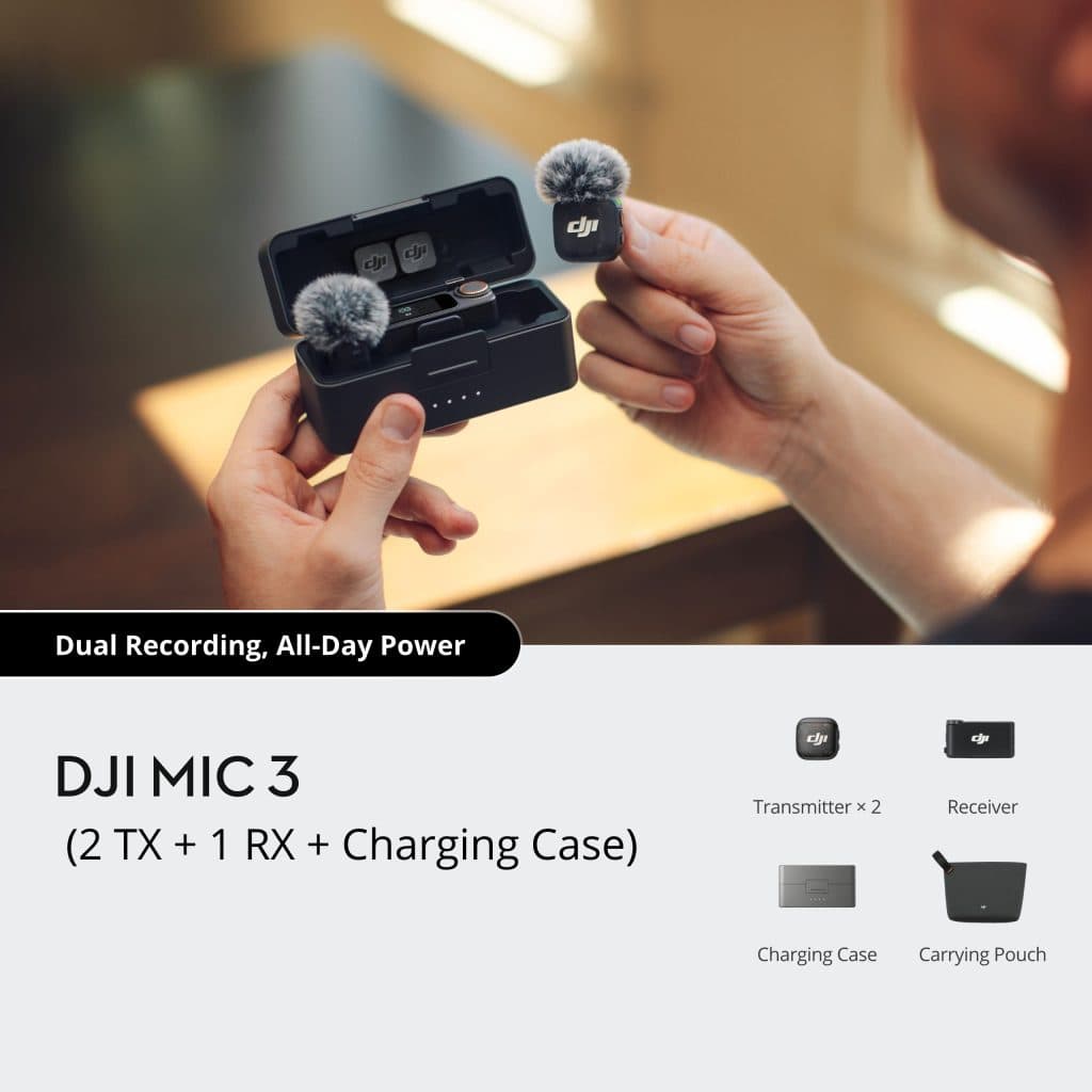 Micrófono DJI MIC 3 (2 TX + 1 RX + CHARGING CASE) ANATEL