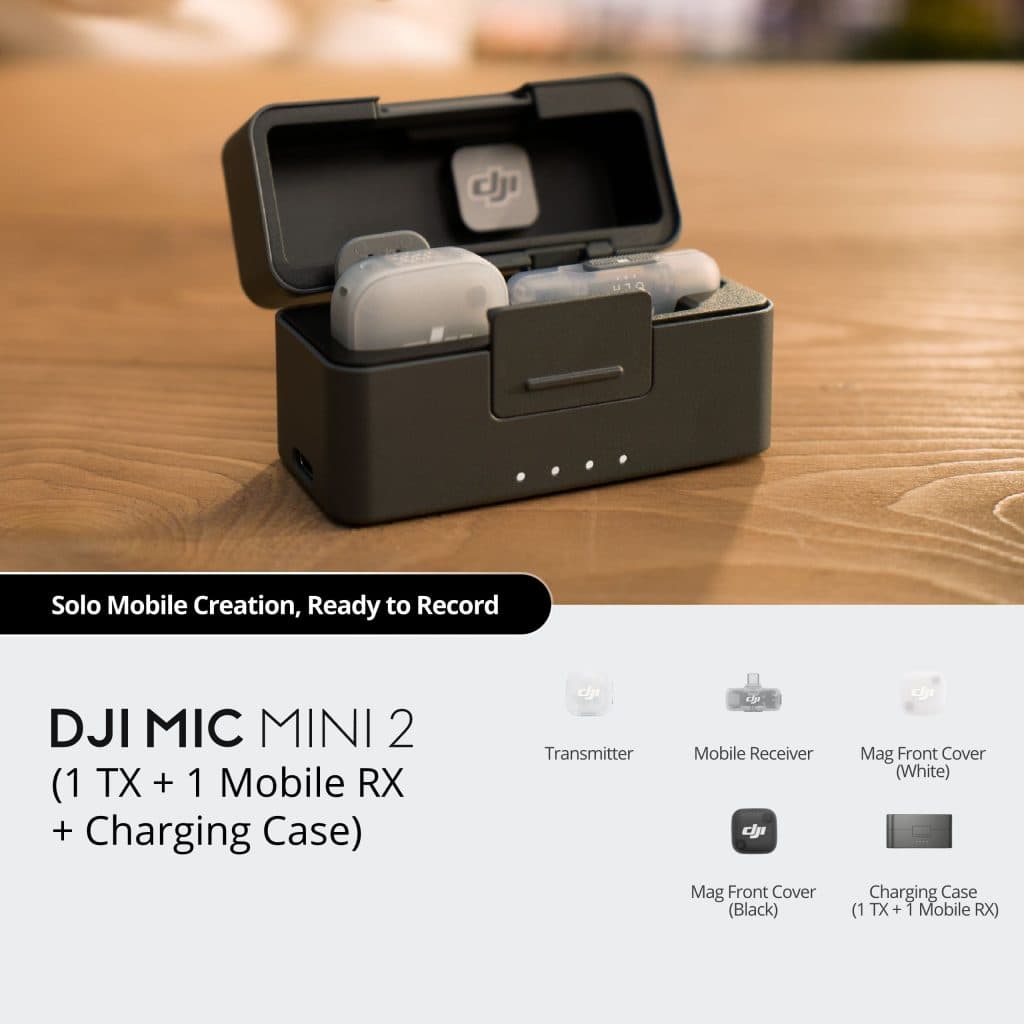 Micrófono DJI MIC MINI 2 (1 TX + 1 MOBILE RX + CHARGING CASE) ANATEL