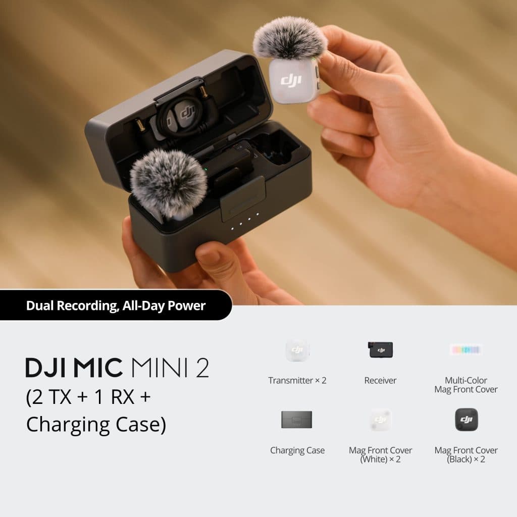 Micrófono DJI MIC MINI 2 (2 TX + 1 RX + CHARGING CASE) ANATEL
